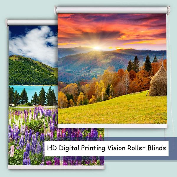 

pastoral style high definition digital printing vision roller blinds full shading fabric roller shades for study room office