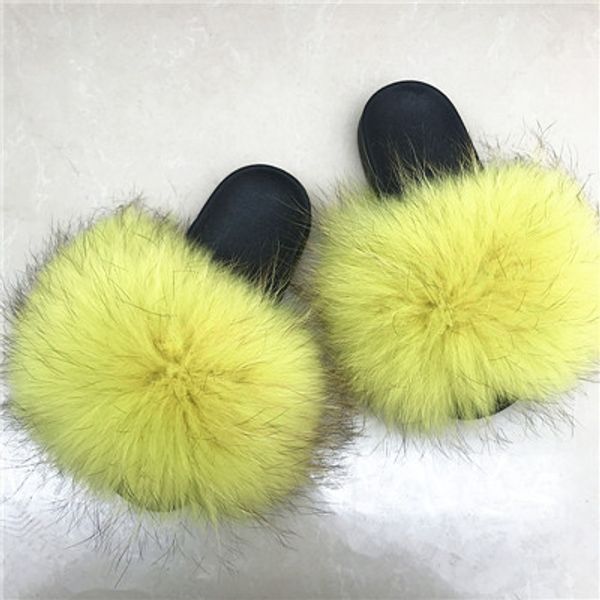

custom and color real fox fur slippers womens slippers girl fur slipper, Black