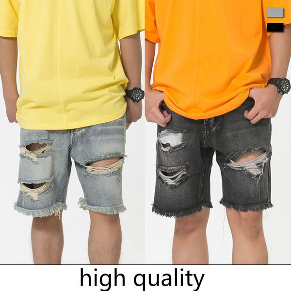 

designer luxury beach pants new fashion men's shorts casual solid color board shorts fusionloop original high street beggar hole wash d, White;black
