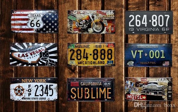 

лас-вегас домашний декор стены плакат металла техас сша 66 старинные жестяные знаки мэн калифорния нью-йорк номер автомобиля номерной знак 3
