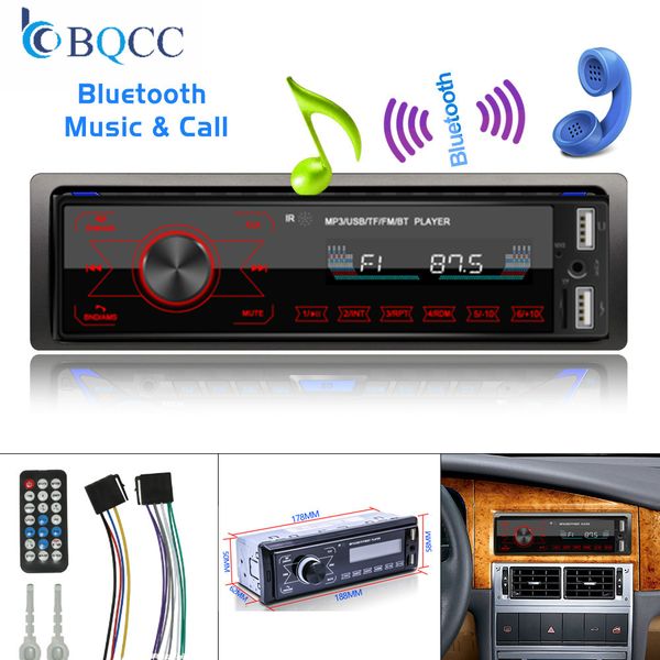 

2v 1 din bluetooth car radio audio stereo mp3 player 7 color light touch keys support sd / fm / aux usb