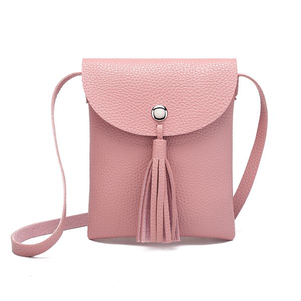 

women's new crossbody bag mobile phone bag fashion casual lychee tassel decorative shoulder messenger purse female djb-36