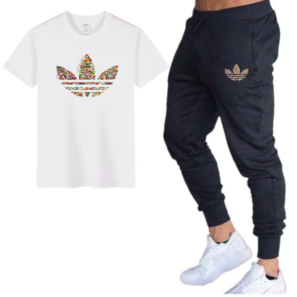 

men's tracksuits designer active two-piece suit fashion summer breathable brand mens cloth sportswear cotton blend 16 colors wholesale, Gray