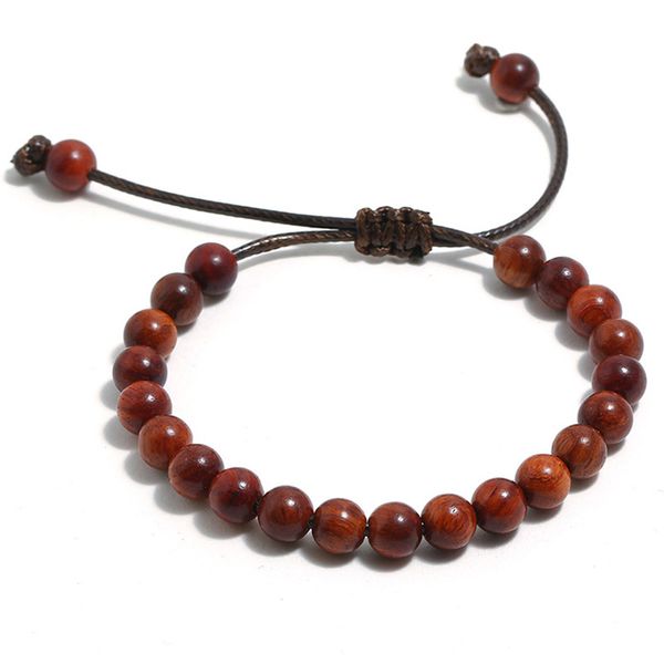 

8mm wooden beads bracelet for men women adjustable charm braided rope handmade beaded bracelets & bangles male yoga jewelry, Black