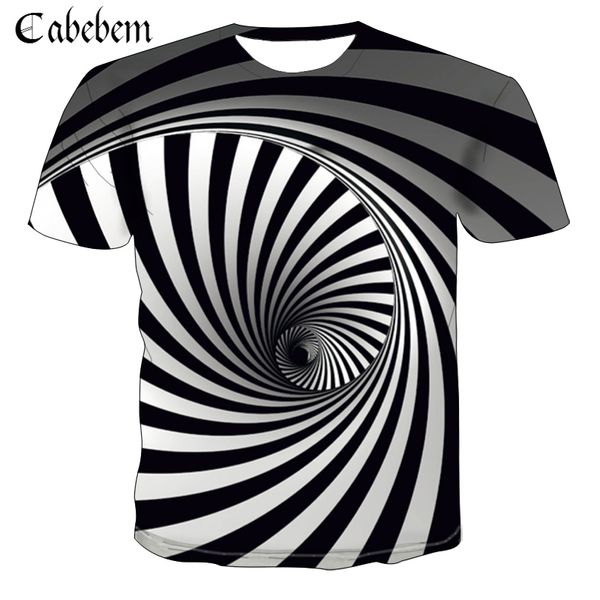 

взрыв горячие летние футболки абстрактные hole swirl 3d-печать футболки мужчины harajuku смешные футболки с коротким рукавом дышащие tee, White;black