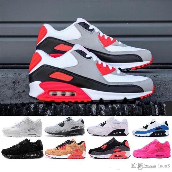 

2020 shoes classic 90 men and women running shoes black red white sports trainer air cushion surface breathable sports shoes 40-45 l03