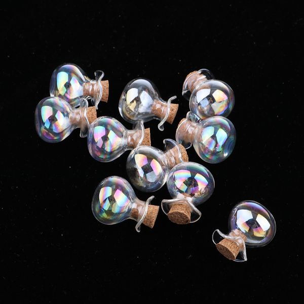 

10pcs diy cork sers glass bottles colorful wooden plug with pin wedding glass wishing bottles charms for necklace making, Bronze;silver
