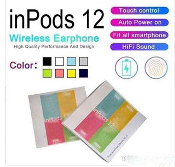 

i12 i9s i11 i7s inpods 12 tws bluetooth v5.0 wireless headphones pop up window earphones stereo touch control headset earbud with mic