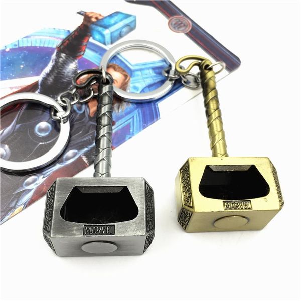 

new design avengers thor hammer keychain metal bottle opener keychain for fan's gift 10pcs/lot keyring jewelry charm pendant key ring, Slivery;golden