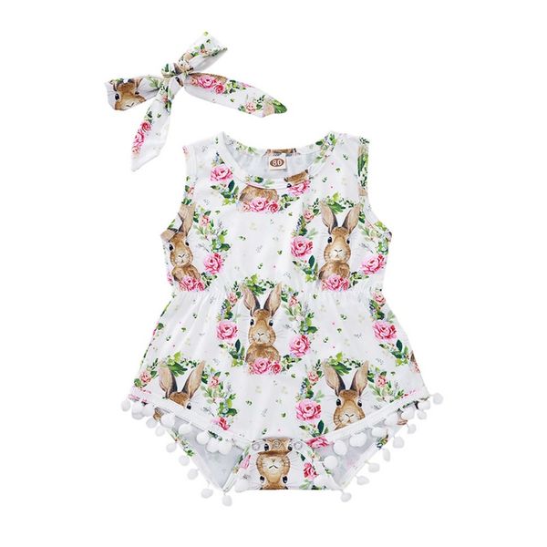 

ребёнки одежда летних рукава группа волос 2 шт ребёнки венок печать easter комбинезон romper, Blue