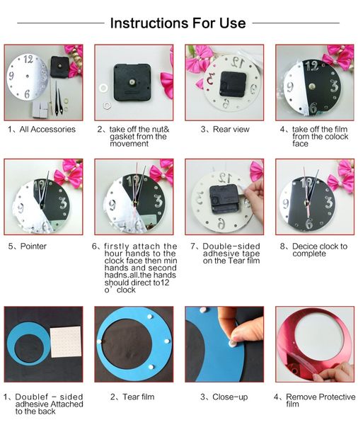 

new 3d home decoration stickers diy mirror wall clock watch balcony/courtyard clocks modern real promotion wall clocks