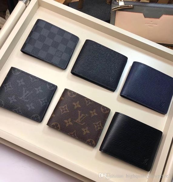 

Best quality colors grid high quality real leather short wallet card holders more card wallets for men women with box M64005