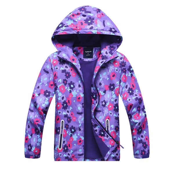 

waterproof index 5000mm windproof child coat print baby girls jackets warm children outerwear clothing for 3-12 years old, Blue;gray