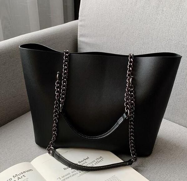 

designer women large capacity handbag luxury lady new vintage tote bag simple plain shoulder bags fashion chain handbag//6