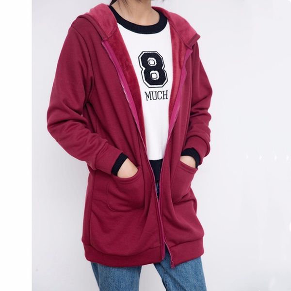 

autumn winter increase fertilizer woman even hat cardigan outdoor sports camping down thickening girls long cotton loose coat, Blue;black