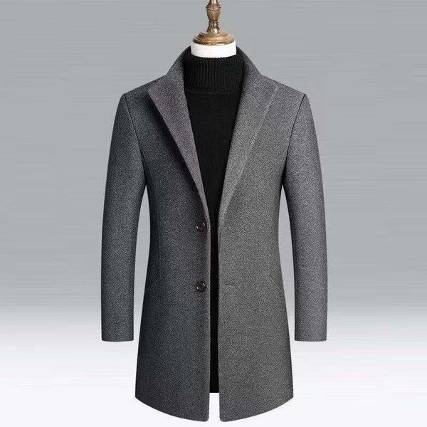 

2019 winter new style men's overcoat mid-length slim fit duffle coat wool duffle coat men's, Tan;black