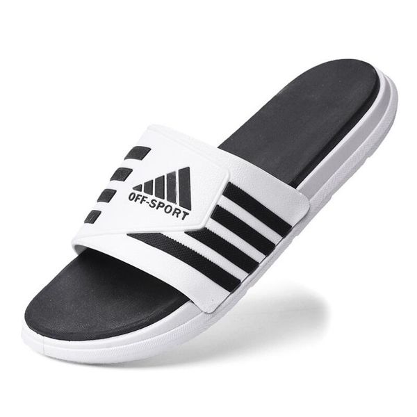 

slides men and women lovers casual big yards version of three bars indoor and outdoor flip-flops t1, Black