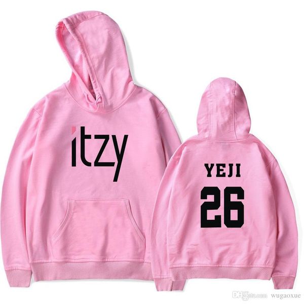

new printed itzy k-pop singer's team hoodies pink girl's sweatshirts cute comfortable coats soft cotton sportwear casual outwear, Black