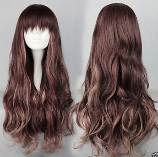 

75cm hair long multi-color beautiful lolita wig, Black;brown