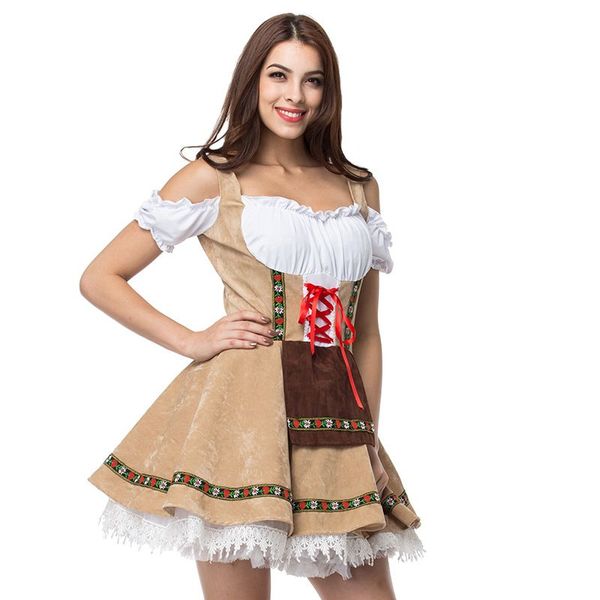 

plus size maid dress german women dirndl dress cosplay oktoberfest beer girl wench costume stage play mini 2018, White;black