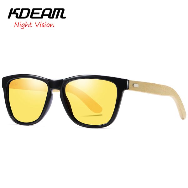 

night vision kdeam classical frog sunglasses women polarized sun glasses men eyewear uv400 bamboo glasses 8 colors kd8806, White;black
