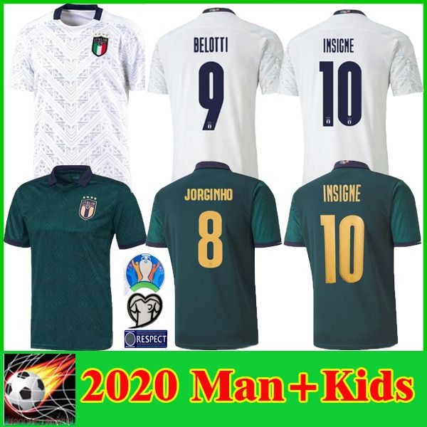 

2019 2020 italy third barella sensi insigne soccer jersey 19 20 european cup chiellini belotti bernardeschi away football shirt men kids, Black;yellow