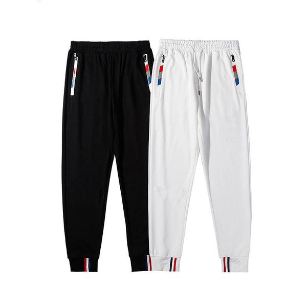 

designer pants mens striped zipper pocket letters print pants hip hop fashion stylish streetwear pants men luxury joggers, Black