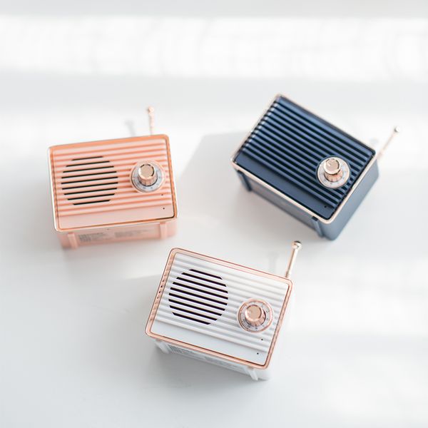 

good retro bluetooth speaker vintage mini nostalgic heavy bass soft 3d stereo surround hifi sound effects pink white blue lightweight