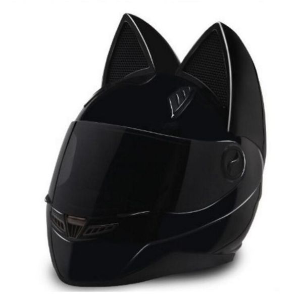 

2018 motorcycle helmet cat ears personality full hair helmet 4 color pink yellow