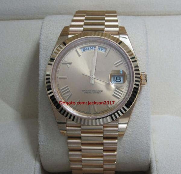

christmas gift wristwatches 18k yellow gold president day date 40m champagne 228238 new model unworn, Slivery;brown