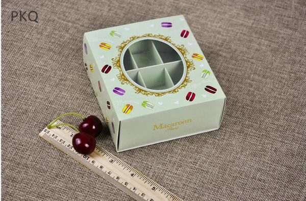 

20pcs/lot 2 colors 6 girds cute window macaron boxe,small cake box,wedding gift cupcake box,cookie baking chocolate package box