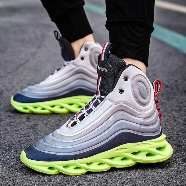 

hollow sole men's running shoes high ankle fashion sneakers colorful wave street walking shoes gym fitness training