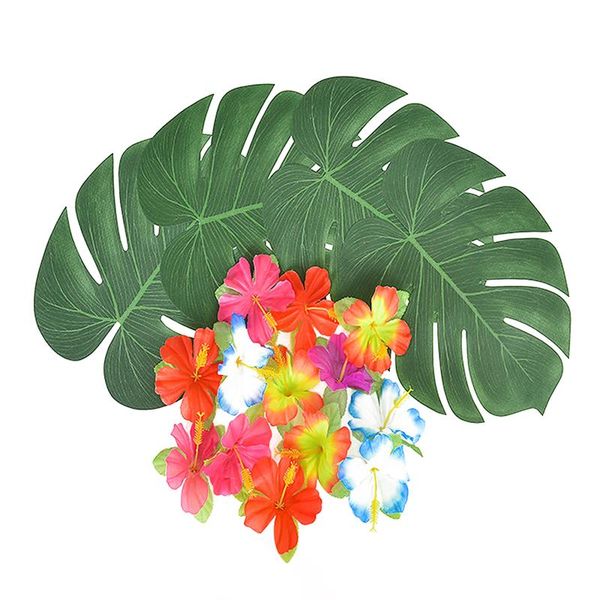 

1 set simulation monstera decor hawaiian wedding table decoration green leaf table decor artificial plant turtle leaf