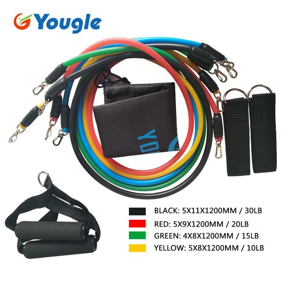 

yougle 11 pcs/lot resistance bands loop pilates yoga pull rope for workout exercise