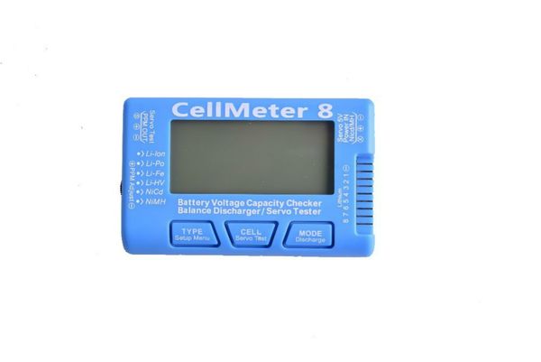 

fuse model cellmeter 8 battery voltage capacity checker servo tester for lipo/li-lon/li-fe nicd/nimh battery with backlight blue 1pcs