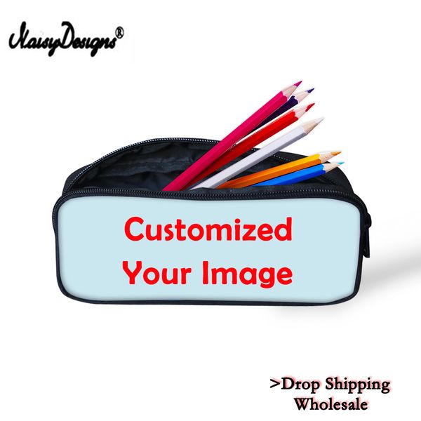 

customize your image logo name girls boys children school pencil bags & cases women cosmetic holder make up pouch drop shipping