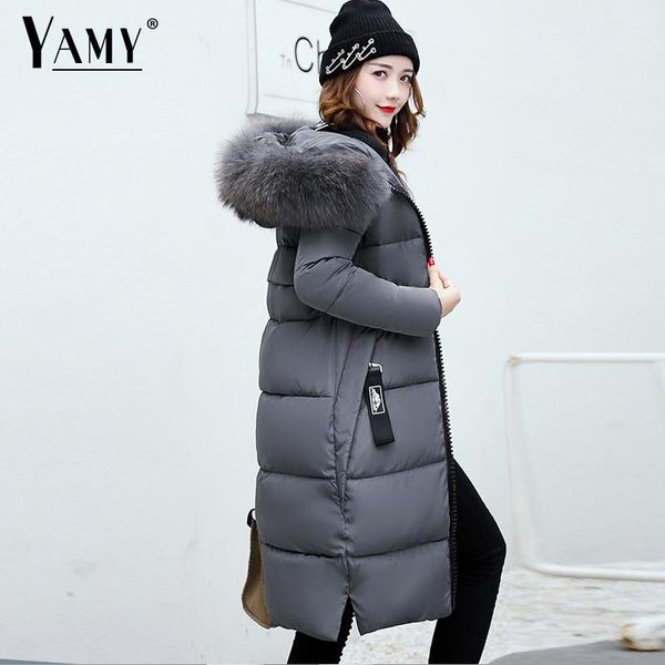 

winter coat thickened parka women pink army long winter coat cotton ladies fur collar warm down jacket women outwear 3xl 2018, Black