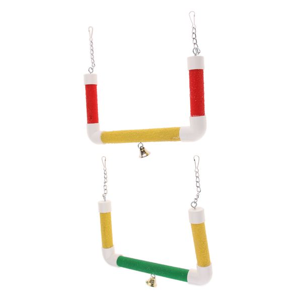 

small & medium parrot cage perch with quartz sand surface swing bell (2pcs