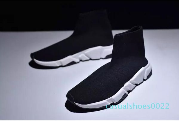 

luxury paris designer sock shoes speed trainer stretch knit mid black white brand fashion breathable casual shoes for men women c22