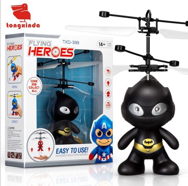 

fashion wholesale drone rc helicopters christmas kids toys with batman minions sytle flying led toy for boys toy