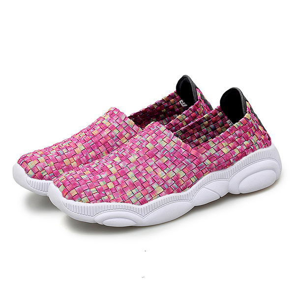 

women's loafers 2019 summer hand-woven breathable boat shoes colorful walking fitness lightweight outdoor shoes, Black
