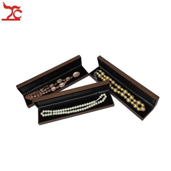 

fashion jewelry boxes brown leather velvet sponge plastic ring earrings pendant necklace bangle bracelet packaging gift box ing, Black;white