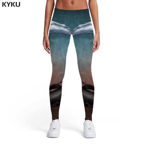 

kyku squid leggings women animal printed pants fish 3d print yin yang harajuku sport womens leggings pants casual jeggins, Black