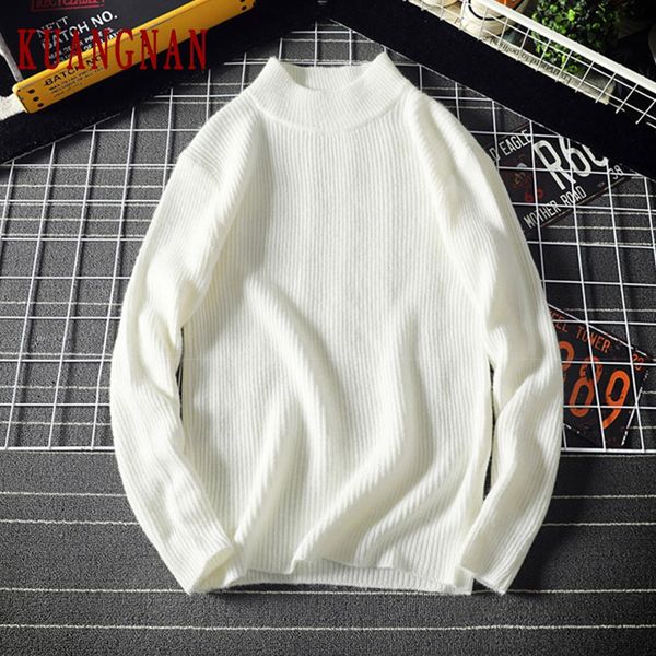 

kuangnan white winter sweater men coat pullover men sweater winter mens sweaters for 2019 autumn new man pull clothes xxxl, White;black