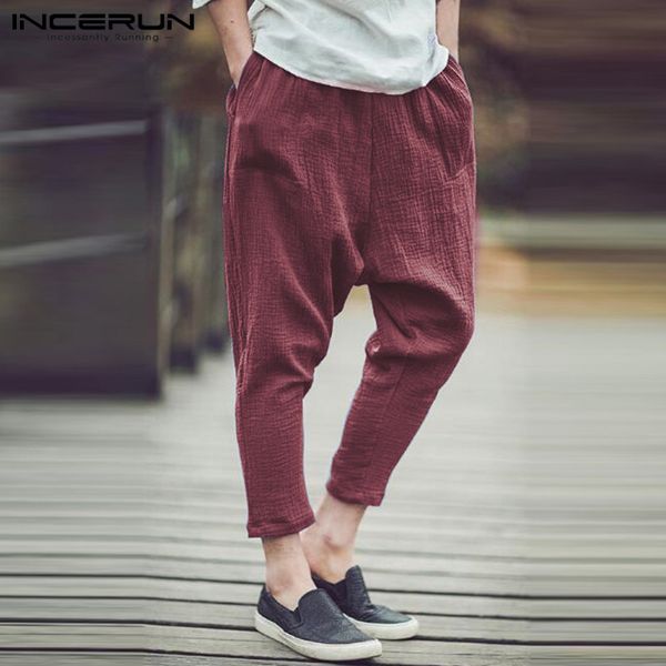 

incerun fashion mens harem pants casual big drop hiphop trousers retro style male clothes plus size s-5xl, Black