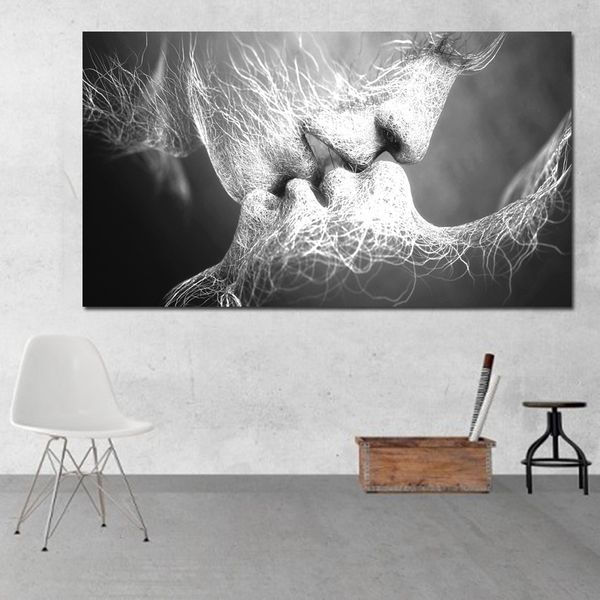 

unframed abstract oil painting love kiss wall art canvas prints pictures for living room modern pictures home decoration