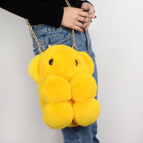 

2020 new bag imitation rex fur bag cute bear crossbody fashion wild girl's choice