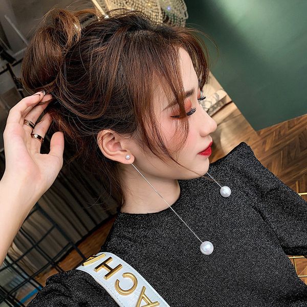 

korean personality long tassel earrings earrings s925 silver needle temperament daily wild design new wave, Golden;silver