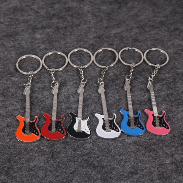 

42pcs guitar keychain creative design bass guitar musical instrument keychain gift fashion pendant bag pendant key ring keyring jewelry, Slivery;golden