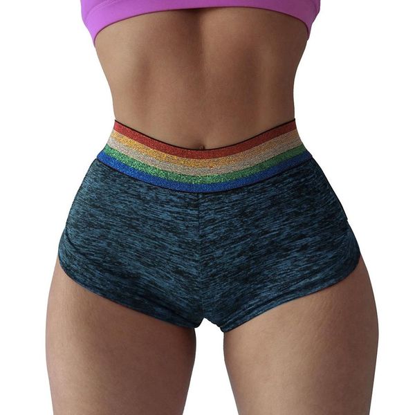 

women's casual mid elastic waist pocket pleated stitching contrast color hip fitness yoga shorts summer sport leggings, White;red